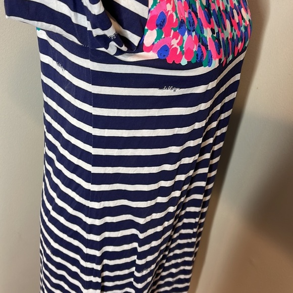 Lilly Pulitzer Bay Dress in Bright Navy Island Medallion Stripe Size Medium - Picture 6 of 11